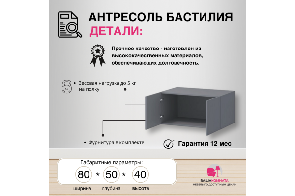 Вашакомната Антресоль Бастилия, 80х52х40 см